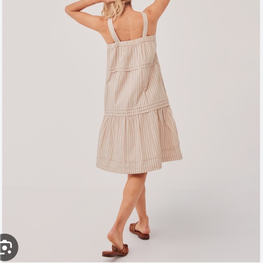 Pact White and Tan Striped Midi Sundress - Picture 2 of 7